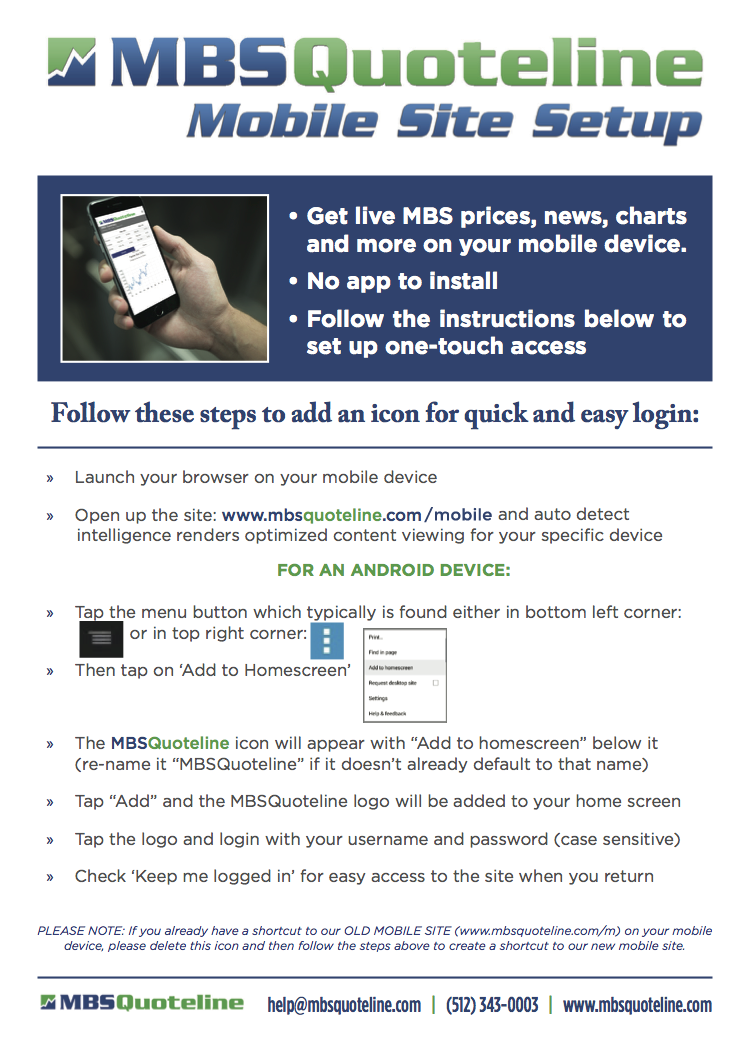 android add mobile shortcut mbs faq's faqs mbsquoteline