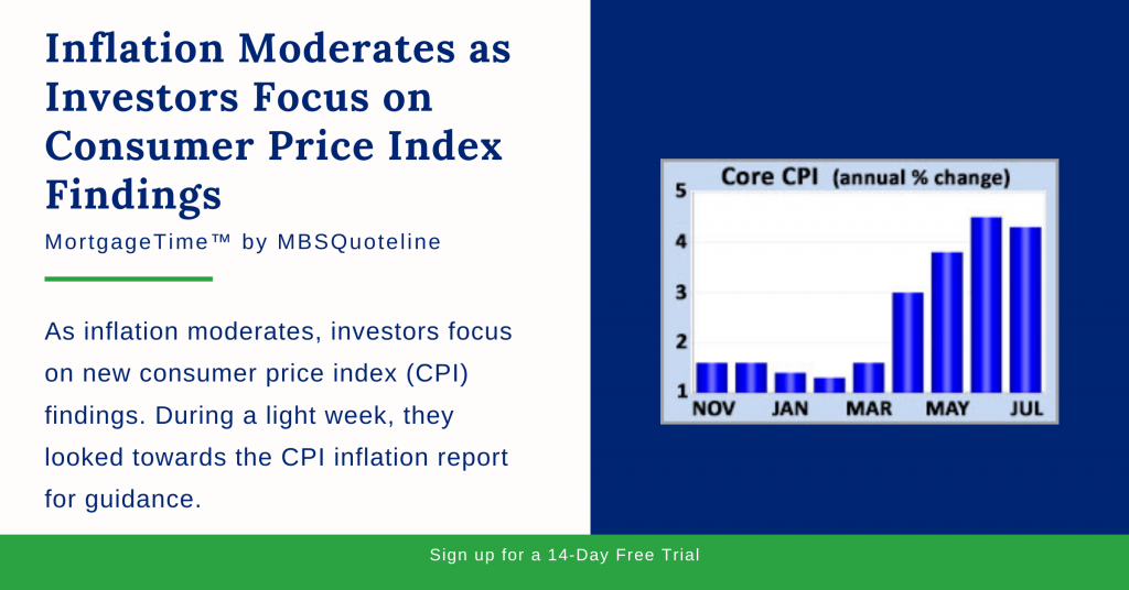Inflation Moderates as Investors Focus on Consumer Price Index Findings chart mortgagetime mbsquoteline
