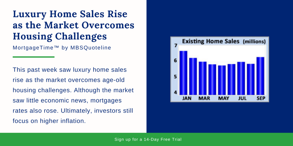 Luxury Home Sales Rise as the Market Overcomes Housing Challenges MortgageTime MBSQuoteline Chart