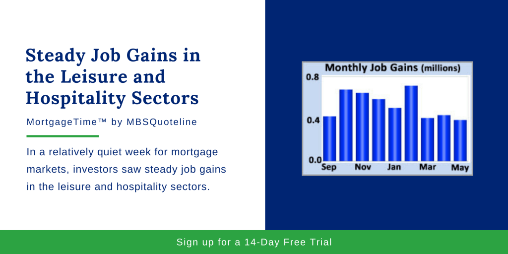 Steady Job Gains in the Leisure and Hospitality Sectors Chart MortgageTime MBSQuoteline
