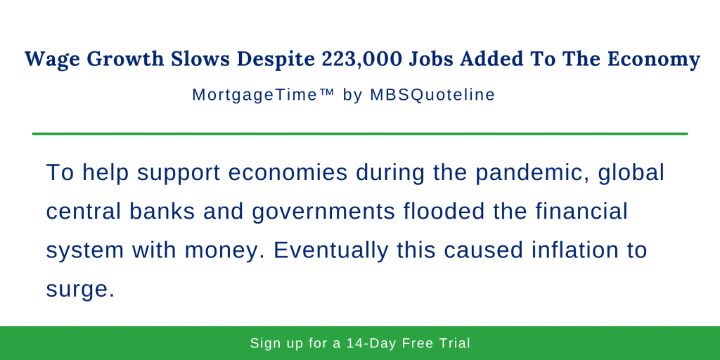 Wage Growth Slows Despite 223,000 Jobs Added To The Economy MortgageTime MBSQuoteline Chart